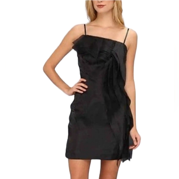 Calvin Klein Black NWT Ruffle Tiered Chiffon Dress Women's Size 8 - Picture 1 of 10